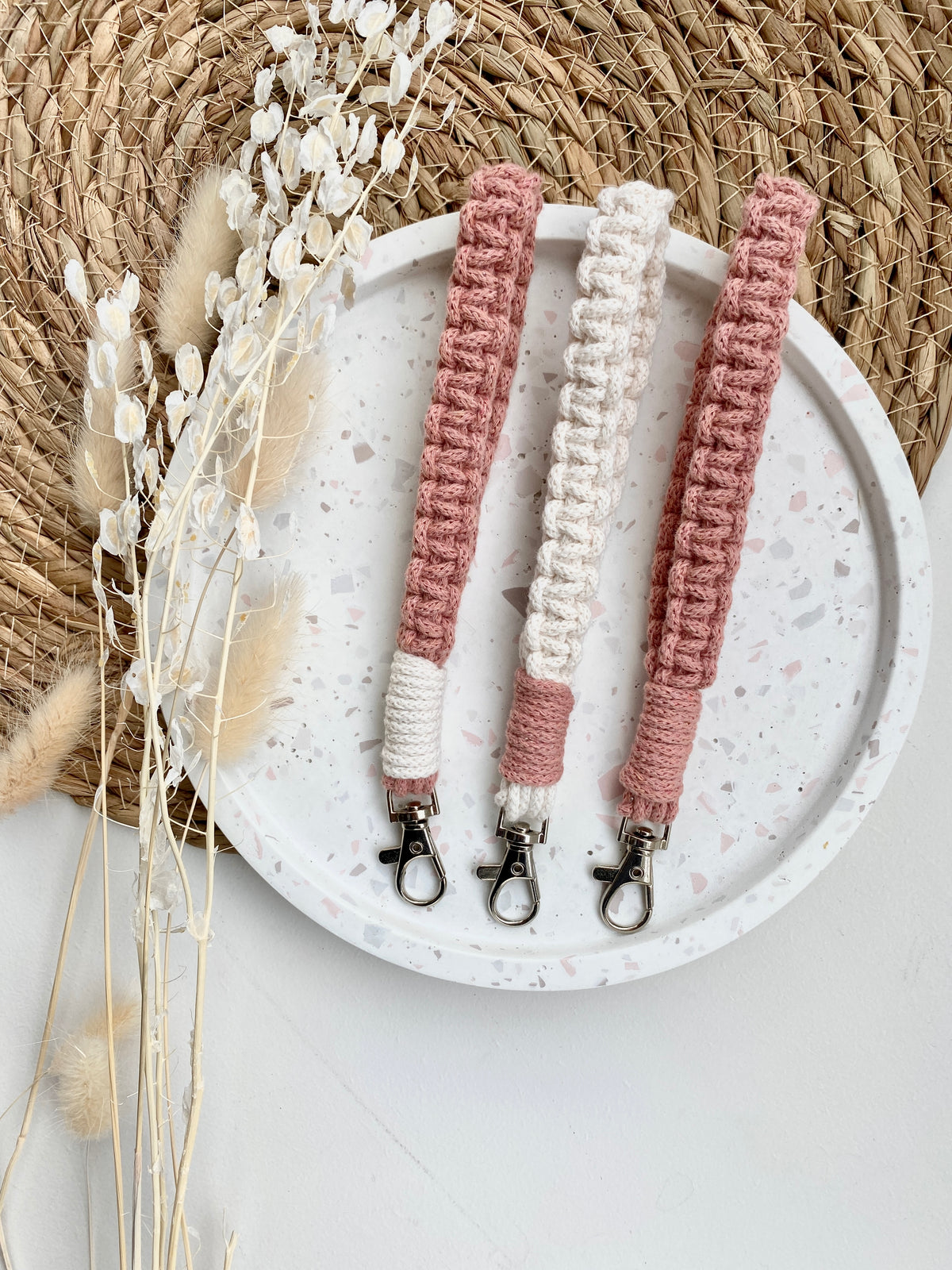 Blush Macrame Wristlet